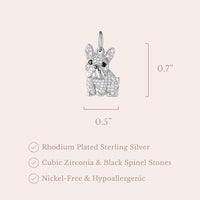 SCAMPER & CO .925 Sterling Silver Rhodium, Gunmetal or 18K Yellow Plated Dog Breed Charms - Cubic Zirconia for Necklace and Bracelets, Gemstone Hypoallergenic Jewelry Sterling Silver Charm Only