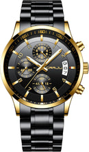 CRRJU Men's Fashion Stainless Steel Watches Date Waterproof Chronograph Wristwatches,Stainsteel Steel Band Waterproof Watch