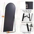 DUMOS Arched Full Length Mirror with Stand 64"x21" Floor Standing Aluminum Frame for Bedroom Body Hanging Leaning Modern Simple Home Decor Shatter-proorf Nano Glass Wall Living Room Cloakroom Black