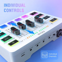 FIFINE Audio Mixer, Gaming Streaming PC Mixer with Slider Fader, XLR Microphone Interface, Monitoring, for Video/Game Voice/Podcast Recording-AmpliGame SC3W