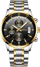CRRJU Men's Fashion Stainless Steel Watches Date Waterproof Chronograph Wristwatches,Stainsteel Steel Band Waterproof Watch
