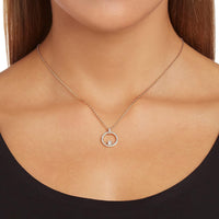 Swarovski Creativity Collection Women's Necklace, Intertwined circle Pendant with White Crystals and Rose-Gold Tone Plated Chain