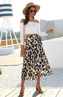 Newchoice Women's Boho Leopard Skirt High Low Split Summer Beach Midi Wrap Skirts