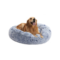 Bedfolks Calming Donut Dog Bed, 45-Inch Round Plush Anti-Anxiety Dog Bed, Washable with Non-Slip Bottom (Pink, Extra Large)