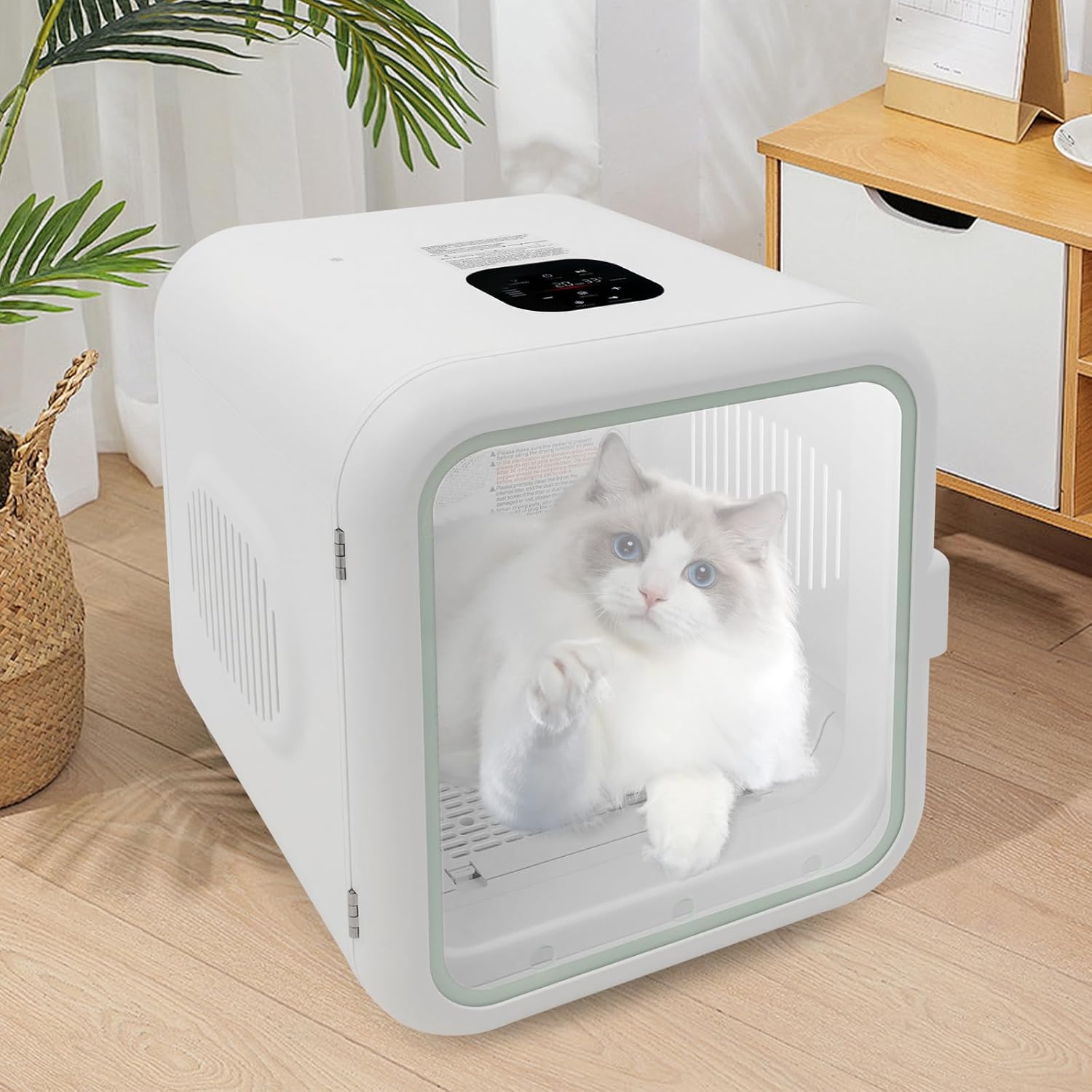 62L Large Capacity Pet Dryer Box - Ultra Quiet, Smart Temperature Control, 360 Drying, Fast Drying, Low Noise, Easy to Use, Perfect for Cats and Small Dogs - White Standard dog hair house dryer