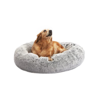 Bedfolks Calming Donut Dog Bed, 45-Inch Round Plush Anti-Anxiety Dog Bed, Washable with Non-Slip Bottom (Pink, Extra Large)