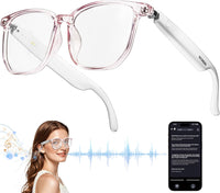 AI Smart Glasses with Chat GPT,Bluetooth Glasses with 150+ Translation,Smart Glasses for Men&Women,Multifunctional Bluetooth Glasses for Men（White） (White)