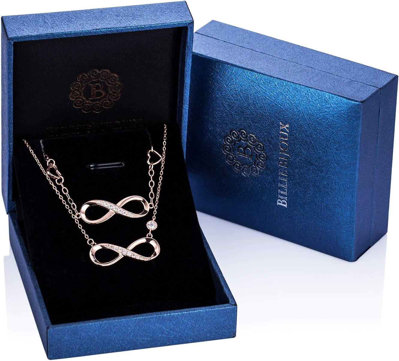 Billie Bijoux 925 Sterling Silver Necklace Bracelet Jewelry Sets Infinity Love Jewelry Sets White Gold Plated Women Necklace Gifts for Women