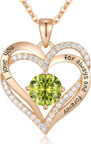 CDE Forever Love Heart Necklaces for Women, Wedding Anniversary, Birthday Mothers Day Gifts for Mom, Mother, Wife, Girlfriend, S925 Silver Jewelry with Birthstone Pendant