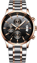 CRRJU Men's Fashion Stainless Steel Watches Date Waterproof Chronograph Wristwatches,Stainsteel Steel Band Waterproof Watch
