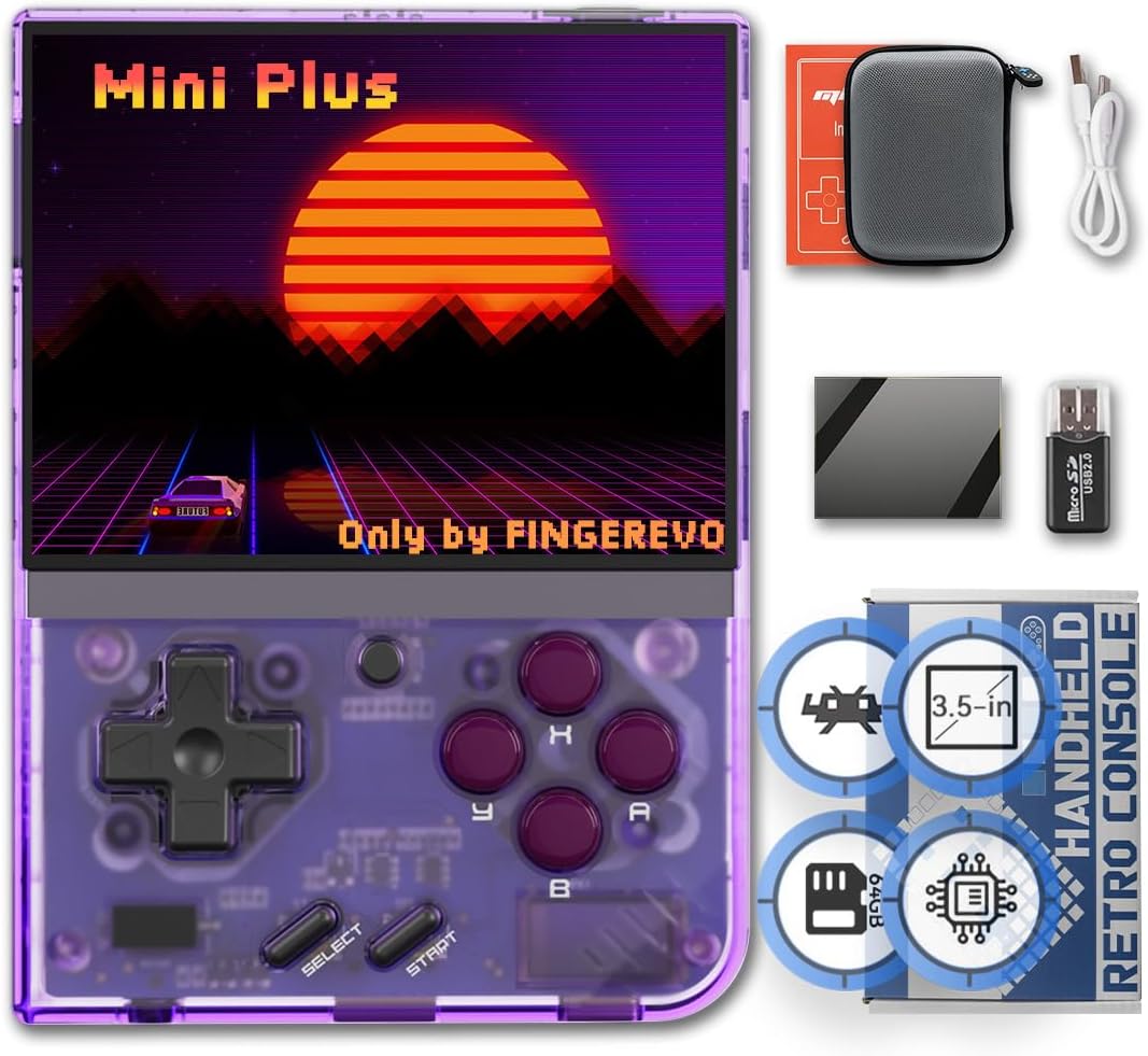 Miyoo Mini Plus OnionOS Handheld Game Console 3.5-inch 640*480 Screen 3000mAh Miyoo-mini+ with Portable Case Retro Gray