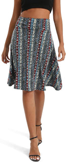 Urban CoCo Women's Ruched High Waist Knee Length Jersey A-Line Stretchy Flared Casual Skirt