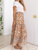 ZESICA Women's 2025 Summer Bohemian Floral Printed Elastic Waist A Line Maxi Skirt with Pockets