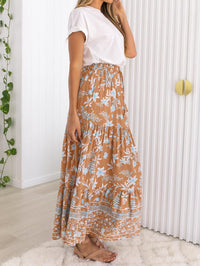 ZESICA Women's 2025 Summer Bohemian Floral Printed Elastic Waist A Line Maxi Skirt with Pockets