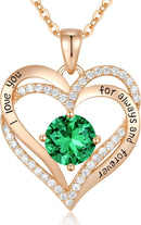 CDE Forever Love Heart Necklaces for Women, Wedding Anniversary, Birthday Mothers Day Gifts for Mom, Mother, Wife, Girlfriend, S925 Silver Jewelry with Birthstone Pendant