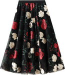 Dirholl Women's A-Line Fairy Patterned Elastic Waist Ruffle Mesh Layered Midi Skirt