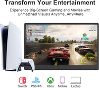 Portable Monitor 15.6-inch FHD 1080P Ultra-Slim Travel External Monitor HDR IPS Gaming Display with Kickstand &Speakers USB-C HDMI Plug&Play，for Laptop PC Phone PS4/5 Xbox Switch
