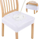 Smiry Waterproof Seat Covers for Dining Room Chairs Set of 6, Stretch Jacquard Removable Washable Chair Seat Slipcovers Protector, No Rear Covers, Beige
