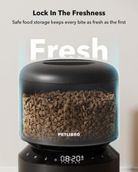 PETLIBRO Automatic Cat Feeder, Automatic Dog Food Dispenser with Freshness Preservation, Timed Pet Feeders for Dry Food, Up to 50 Portions 6 Meals Per Day, Granary Black