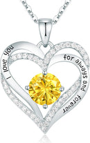 CDE Forever Love Heart Necklaces for Women, Wedding Anniversary, Birthday Mothers Day Gifts for Mom, Mother, Wife, Girlfriend, S925 Silver Jewelry with Birthstone Pendant