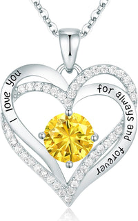 CDE Forever Love Heart Necklaces for Women, Wedding Anniversary, Birthday Mothers Day Gifts for Mom, Mother, Wife, Girlfriend, S925 Silver Jewelry with Birthstone Pendant