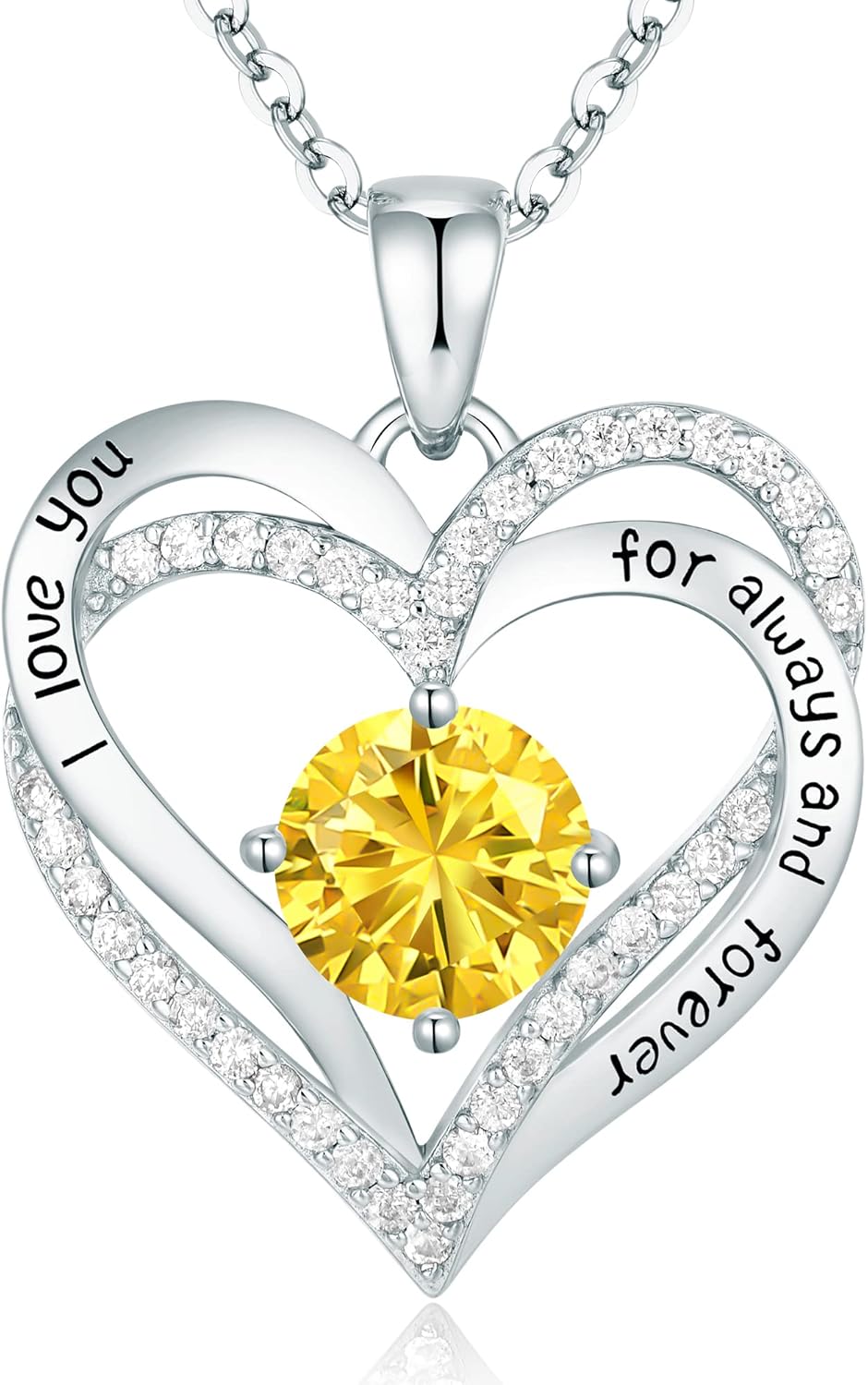 CDE Forever Love Heart Necklaces for Women, Wedding Anniversary, Birthday Mothers Day Gifts for Mom, Mother, Wife, Girlfriend, S925 Silver Jewelry with Birthstone Pendant