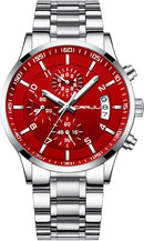CRRJU Men's Fashion Stainless Steel Watches Date Waterproof Chronograph Wristwatches,Stainsteel Steel Band Waterproof Watch