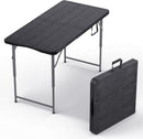 4 Feet Foldable Table Adjustable Height with Built in Handle, Steel Legs | Heavy Duty Portable | Perfect for Party, Dining, Wedding, Events, Picnic Indoor, Outdoor, Camping, Utility, Folding