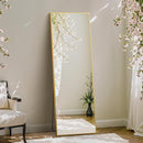 DUMOS Arched Full Length Mirror with Stand 64"x21" Floor Standing Aluminum Frame for Bedroom Body Hanging Leaning Modern Simple Home Decor Shatter-proorf Nano Glass Wall Living Room Cloakroom Black