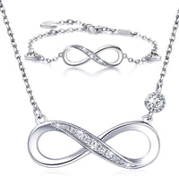 Billie Bijoux 925 Sterling Silver Necklace Bracelet Jewelry Sets Infinity Love Jewelry Sets White Gold Plated Women Necklace Gifts for Women