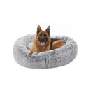 Bedfolks Calming Donut Dog Bed, 45-Inch Round Plush Anti-Anxiety Dog Bed, Washable with Non-Slip Bottom (Pink, Extra Large)