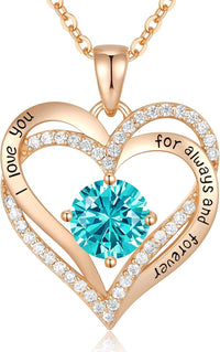 CDE Forever Love Heart Necklaces for Women, Wedding Anniversary, Birthday Mothers Day Gifts for Mom, Mother, Wife, Girlfriend, S925 Silver Jewelry with Birthstone Pendant