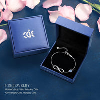 CDE Infinity Heart Birthstone Charm Link Bracelet for Women 925 Sterling Silver Adjustable Mother's Day Gift Anniversary Birthday Jewelry for Wife Girlfriend Her