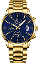 CRRJU Men's Fashion Stainless Steel Watches Date Waterproof Chronograph Wristwatches,Stainsteel Steel Band Waterproof Watch