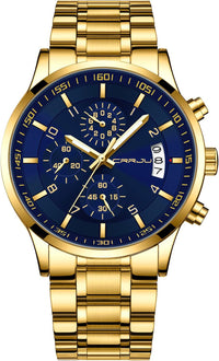 CRRJU Men's Fashion Stainless Steel Watches Date Waterproof Chronograph Wristwatches,Stainsteel Steel Band Waterproof Watch