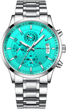 CRRJU Men's Fashion Stainless Steel Watches Date Waterproof Chronograph Wristwatches,Stainsteel Steel Band Waterproof Watch
