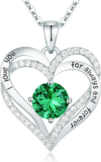 CDE Forever Love Heart Necklaces for Women, Wedding Anniversary, Birthday Mothers Day Gifts for Mom, Mother, Wife, Girlfriend, S925 Silver Jewelry with Birthstone Pendant