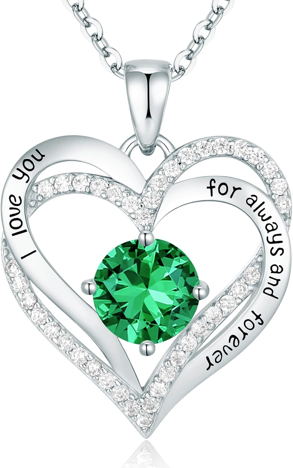 CDE Forever Love Heart Necklaces for Women, Wedding Anniversary, Birthday Mothers Day Gifts for Mom, Mother, Wife, Girlfriend, S925 Silver Jewelry with Birthstone Pendant