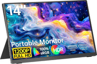 Portable Monitor 15.6-inch FHD 1080P Ultra-Slim Travel External Monitor HDR IPS Gaming Display with Kickstand &Speakers USB-C HDMI Plug&Play，for Laptop PC Phone PS4/5 Xbox Switch