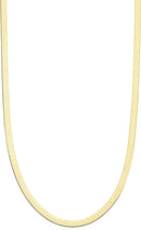 Miabella Italian Solid 925 Sterling Silver, 18Kt Gold Plated 3.5mm Flexible Flat Herringbone Chain Necklace for Women, Made in Italy