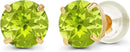 Solid 14K Yellow, White or Rose Gold 4mm Round Genuine Gemstone Birthstone Prong Set Stud Earrings For Women