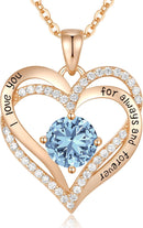 CDE Forever Love Heart Necklaces for Women, Wedding Anniversary, Birthday Mothers Day Gifts for Mom, Mother, Wife, Girlfriend, S925 Silver Jewelry with Birthstone Pendant