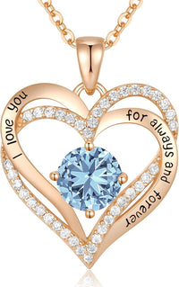 CDE Forever Love Heart Necklaces for Women, Wedding Anniversary, Birthday Mothers Day Gifts for Mom, Mother, Wife, Girlfriend, S925 Silver Jewelry with Birthstone Pendant