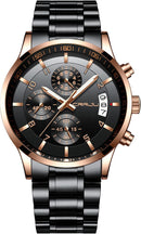 CRRJU Men's Fashion Stainless Steel Watches Date Waterproof Chronograph Wristwatches,Stainsteel Steel Band Waterproof Watch