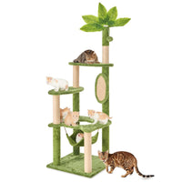 WeCharmer Cat Tree / Tower for Indoor with Green Leaves, Cat Condo Cozy Plush House with Hang Ball,  Pet Furniture with Scratching Posts cat  tree