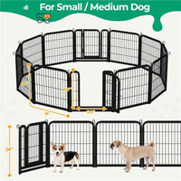 Dog Playpen 6/8/12/16 Panels Metal Pet Playpen, Outdoor Indoor Dog Exercise Barrier Fence, 24/32/40/47 inch