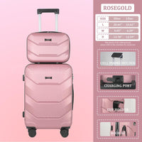 HOt 2025 multifunctional two-piece suitcase, YOUGGELl suitcasea must-have for going out, carry-on suitcase 20 inch+ 13inch /360° universal wheels, cup holder suitcase, chargingport suitcase unisex /business trip / travel /school must-have #outdoorfun