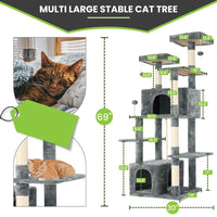 WeCharmer Cat Tree / Tower for Indoor with Green Leaves, Cat Condo Cozy Plush House with Hang Ball,  Pet Furniture with Scratching Posts cat  tree