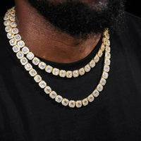 12MM Iced Out Chains for Men Tennis Necklaces-Mens Hip Hop Baguette Tennis Chains 16-24 Inches