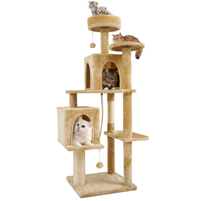 WeCharmer Cat Tree / Tower for Indoor with Green Leaves, Cat Condo Cozy Plush House with Hang Ball,  Pet Furniture with Scratching Posts cat  tree